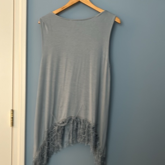 Light blue Sleeveless Top with Fringes - Picture 4 of 5